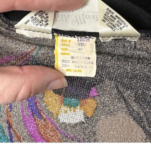 Vintage Edith Martin California Open Front Sheer Metallic Floral Cardigan Shaw - Picture 8 of 8